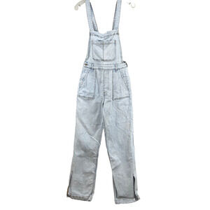 We Wore What Overalls Women Sz S Jean Denim Light Wash Slit Straight Legs Cotton